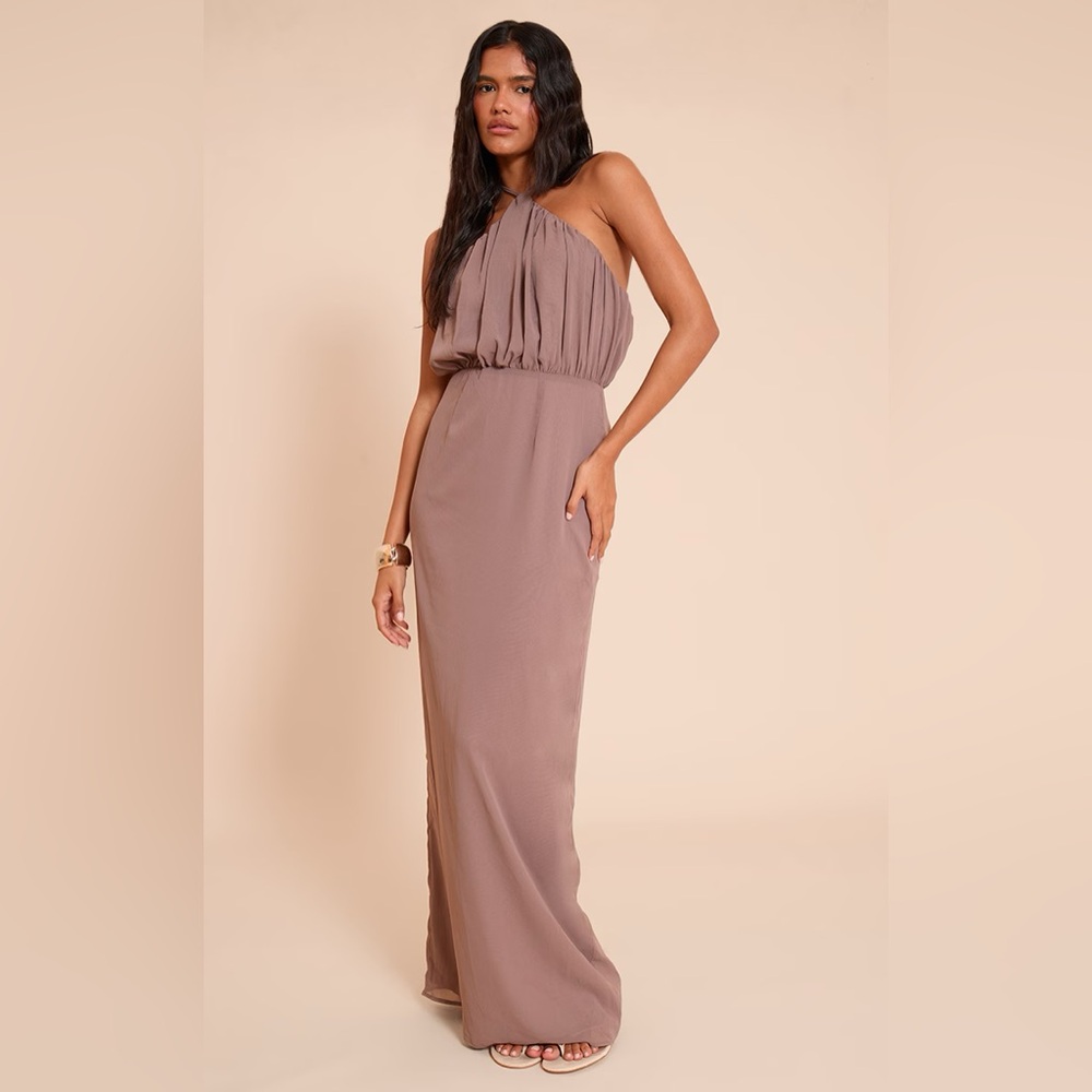 NWT Pretty Little Thing Taupe halter dress